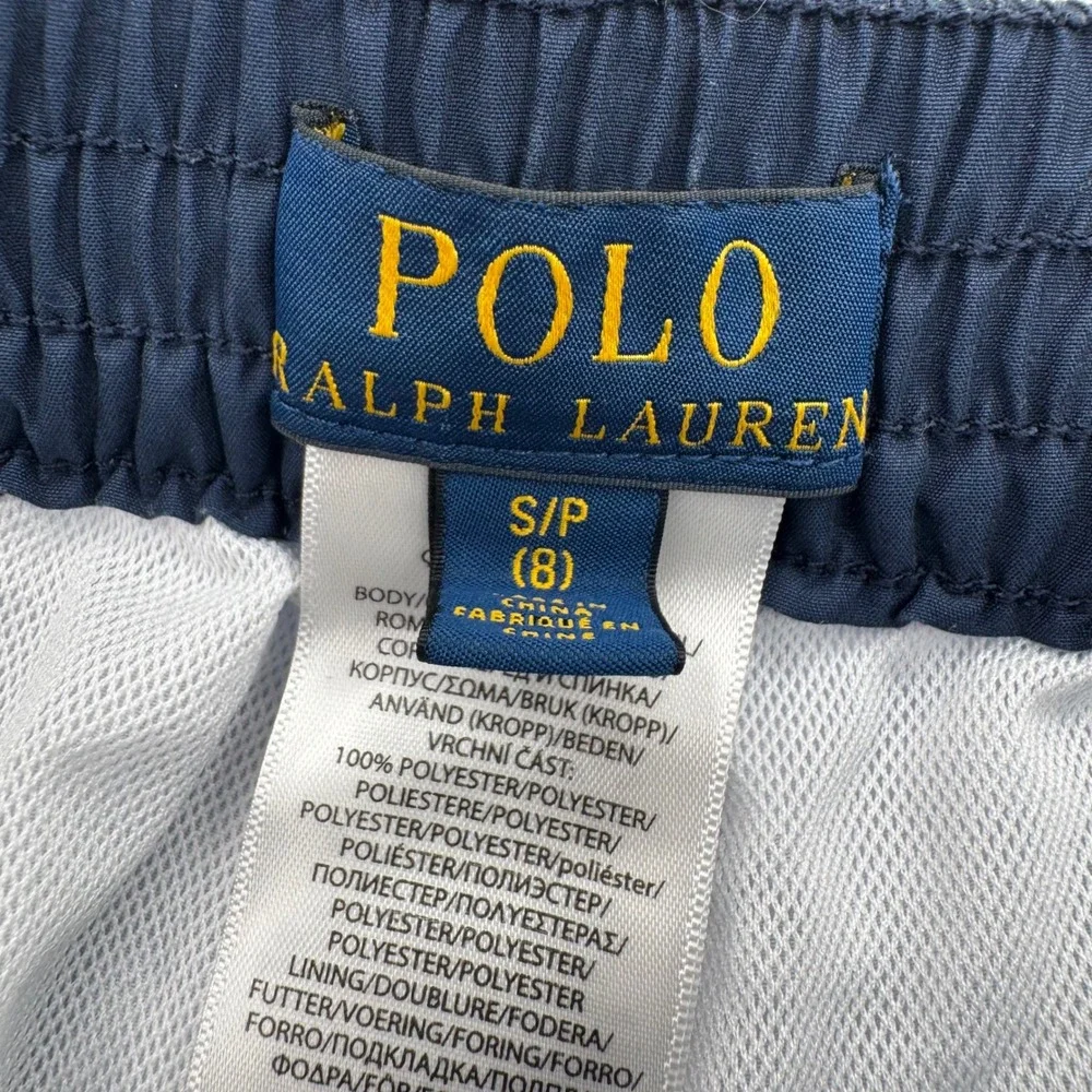 Polo Ralph Lauren Swim Trunks Boys Size 8 Red & Navy Blue Striped Board Shorts